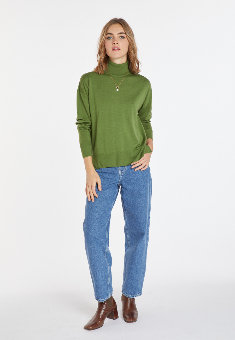 Slit turtleneck sweater in merino wool - Amy Slit turtleneck sweater in merino wool - Amy