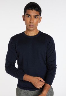 Pull col rond avec logo en laine mérinos - Eddie 8240