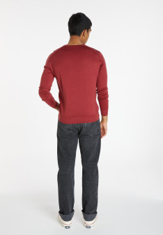 V-neck sweater with logo in merino wool - Elmo
