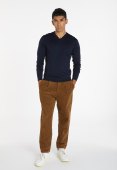 Pull col V avec logo en laine mérinos - Elmo 8240