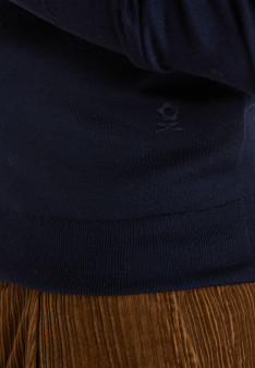 Pull col V avec logo en laine mérinos - Elmo 8240