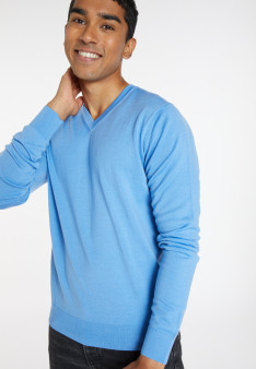Pull col V avec logo en laine mérinos - Elmo 8242