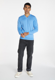 Pull col V avec logo en laine mérinos - Elmo 8242