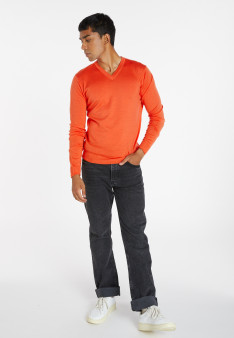 Pull col V avec logo en laine mérinos - Elmo 8270