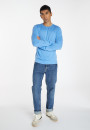 Pull col rond en laine mérinos finitions roulotées - Rythme 8242