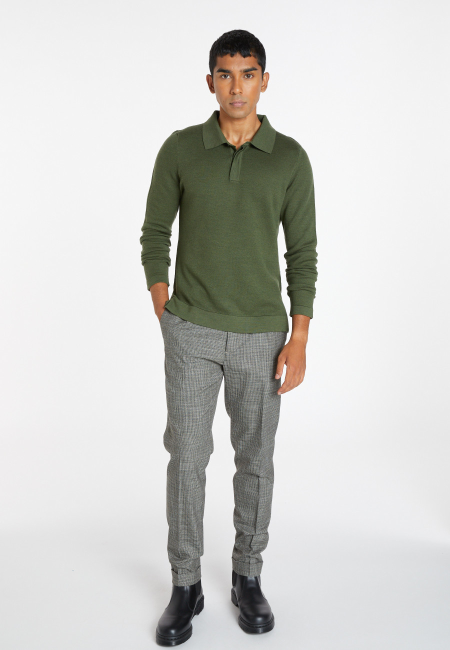 Long-sleeved polo shirt in merino wool - Sidney Long-sleeved polo shirt in merino wool - Sidney