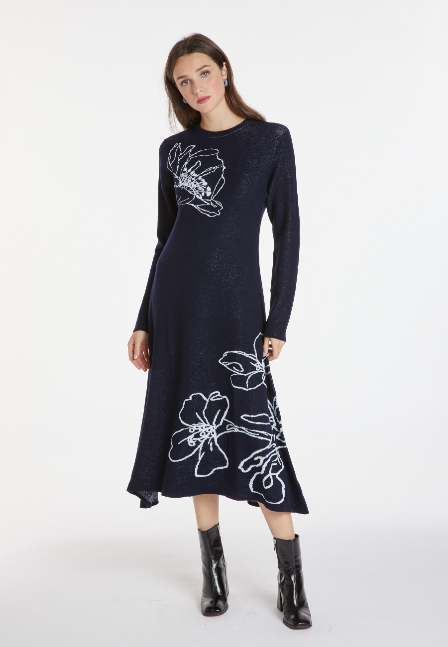 Long flared dress in merino wool - Charlize Long flared dress in merino wool - Charlize