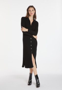 Robe longue à fentes en laine mélangée - Caroline 8210