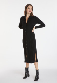 Robe longue à fentes en laine mélangée - Caroline 8210