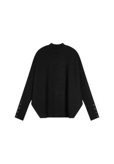 Pull ample col montant en laine  mélangée - Caly