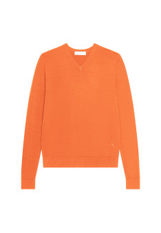 Pull col V avec logo en laine mérinos - Elmo
