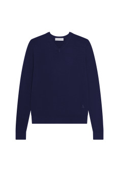 Pull col V avec logo en laine mérinos - Elmo