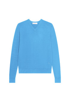 Pull col V avec logo en laine mérinos - Elmo