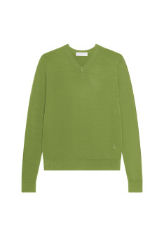 Pull col V avec logo en laine mérinos - Elmo