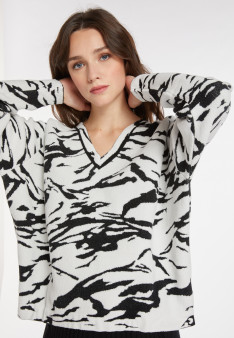 Pull graphique en laine mélangée - Carmina 8341