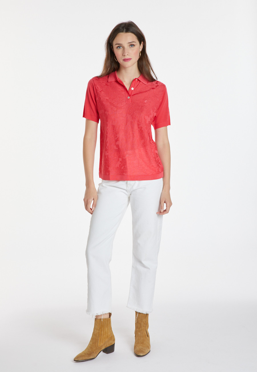 Flower-patterned Fil Lumière polo-shirt - Katharina Flower-patterned Fil Lumière polo-shirt - Katharina