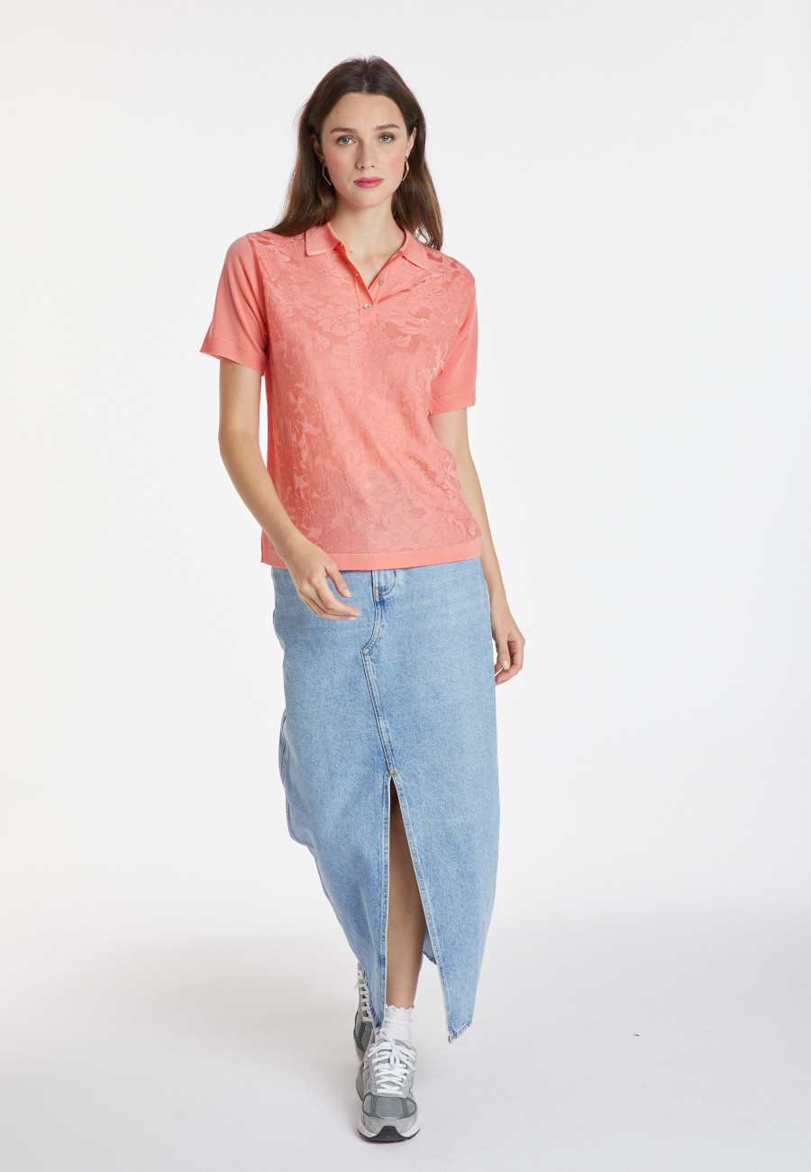 Flower-patterned Fil Lumière polo-shirt - Katharina Flower-patterned Fil Lumière polo-shirt - Katharina