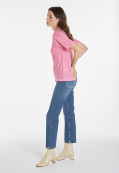 Flower pattern V-neck polo-shirt - Kheira