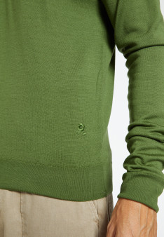 V-neck sweater with logo in merino wool - Elmo