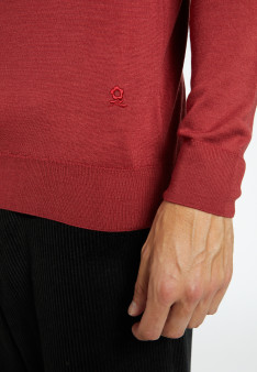V-neck sweater with logo in merino wool - Elmo