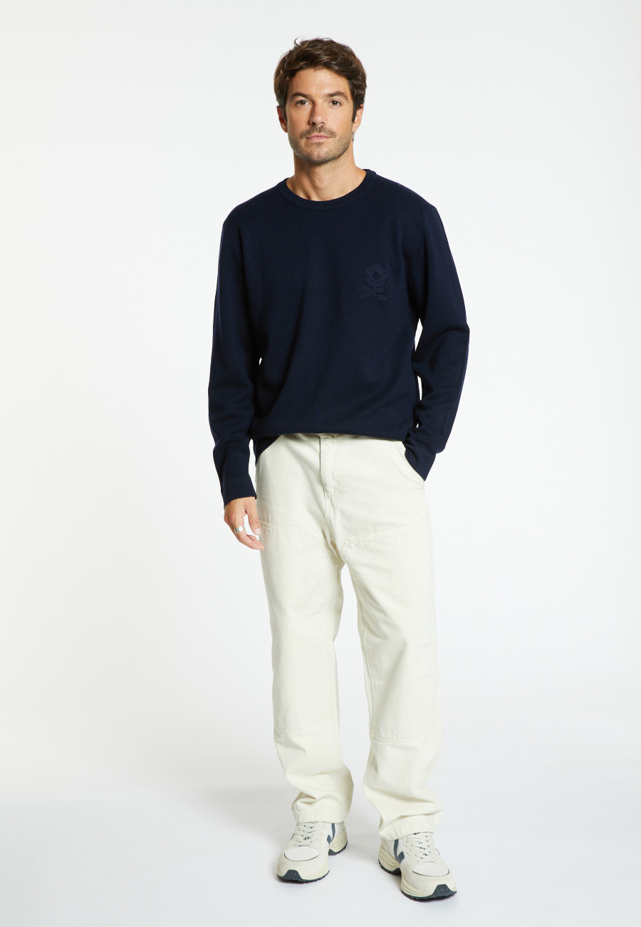 Pull en laine mérinos avec logo - Santi Pull en laine mérinos avec logo - Santi