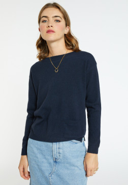 Pull col bateau en cachemire - Bal 6610 noir - 01 Noir