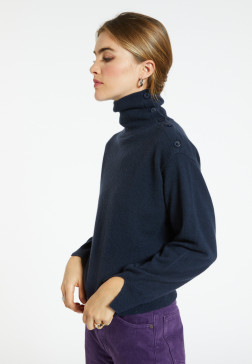 Pull col boutonné en cachemire - Gretel bis 7080 dahlia - 52 Rouge
