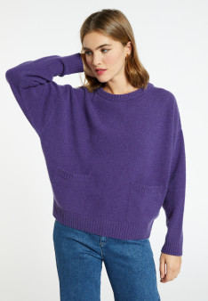Loose-fitting cashmere and wool sweater with pockets - Davina