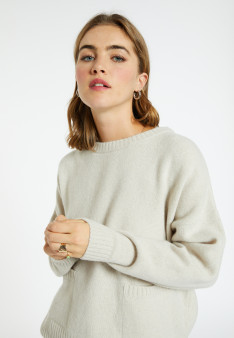 Loose-fitting cashmere and wool sweater with pockets - Davina