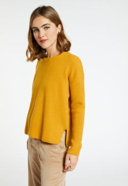Pull col rond boutons arrière - Becky 6660 cannelle - 89 Moutarde