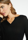 Bamboo cashmere t-shirt with tunisian collar - Alicia
