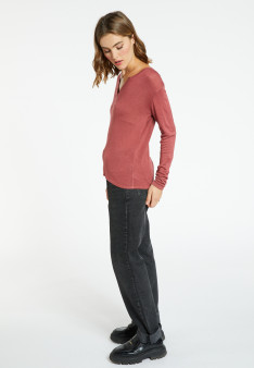 T-shirt col tunisien en bambou cachemire - Alicia 8231