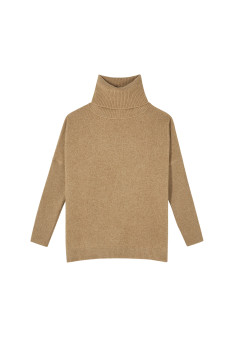 Pull ample col roulé en laine et cachemire