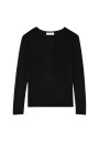 Bamboo cashmere t-shirt with tunisian collar - Alicia