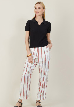 T-shirt col polo en coton sec - Nina 7210 noir - 01 Noir