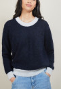 Two-tone round neck mohair sweater - Flavie