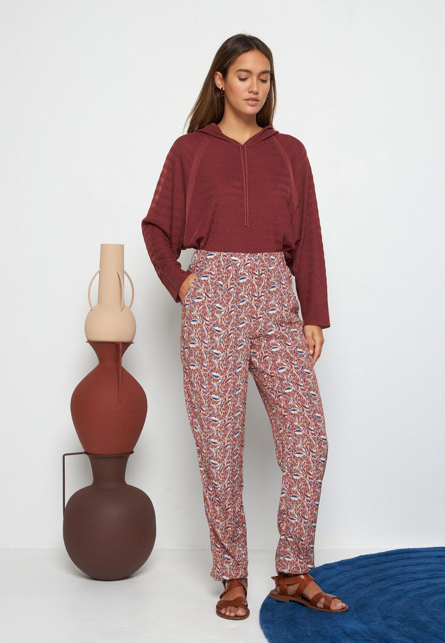 Pantalon à motifs en chaine et trame viscose - Septime 7722 blush - 51 Bordeaux Pantalon à motifs en chaine et trame viscose - Septime 7722 blush - 51 Bordeaux