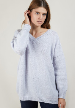 Front and back v-neck cardigan in nylon wool - Gebril