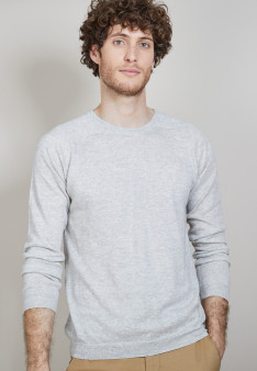 Pull col rond en cachemire et lin - Bandit 6840 marine - 05 Bleu marine
