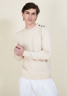 Cotton button shoulder sweater - Bonze