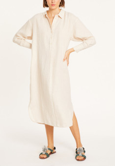 Robe longue col polo en lin - Valerie
