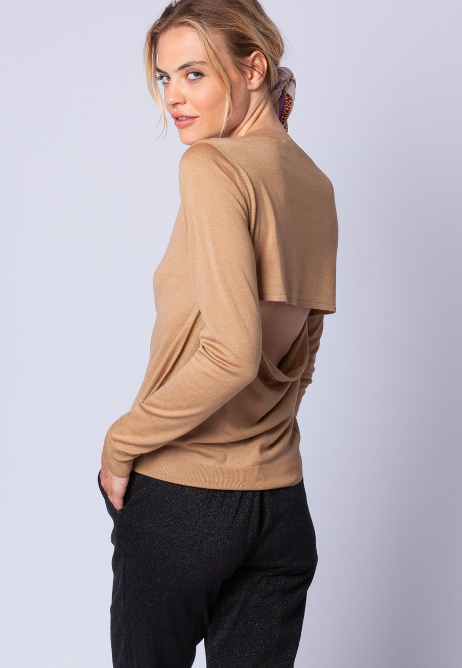 Pull en laine et soie ouverture dos - Embrun 6395 Pull en laine et soie ouverture dos - Embrun 6395