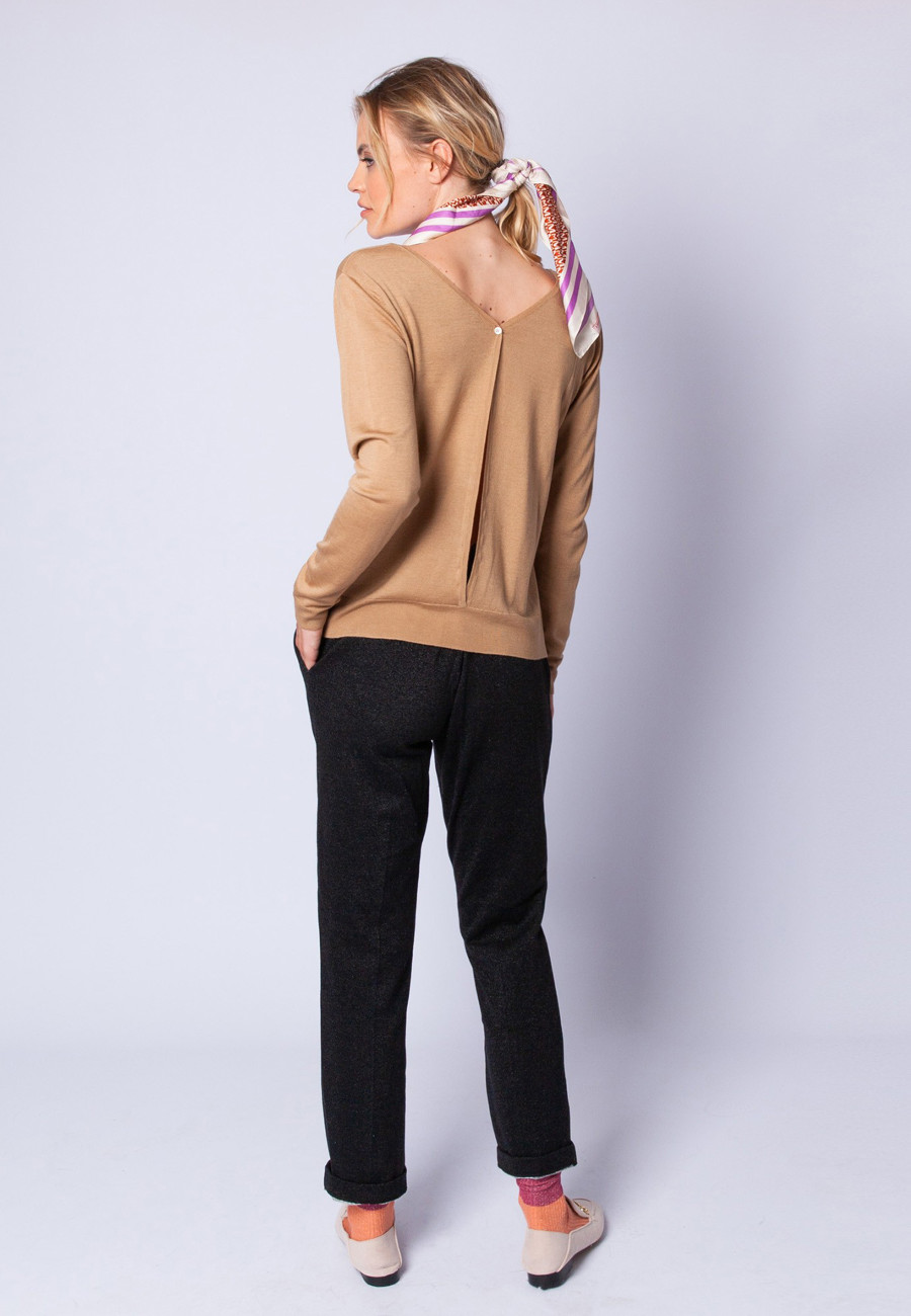 Wool and silk jumper with a slit in the back - Euphrosine Wool and silk jumper with a slit in the back - Euphrosine