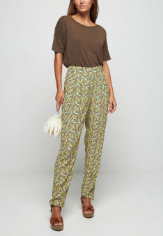 Pantalon à motifs en chaine et trame viscose - Septime 7722 blush - 51 Bordeaux