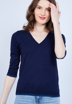Pull grand V en cachemire et lin - Joanne 6558