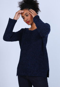 Pull avec fentes en soie et laine velours - Bonno