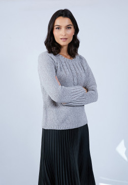 Pull avec torsades en soie et laine velours - Bahamas