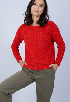 Pull avec torsades en soie et laine velours - Bahamas