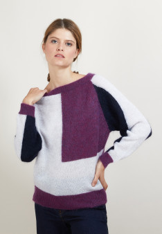 Pull oversize tricolore en mohair - Galva