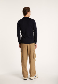 Pull col polo en 100% laine mérinos - Beni 6843 azur - 06 Bleu moyen